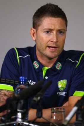 Michael Clarke at Monday's media conference in Bristol.