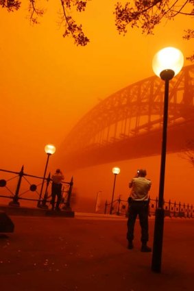 Red alert... Sydney was bathed in dust last year.