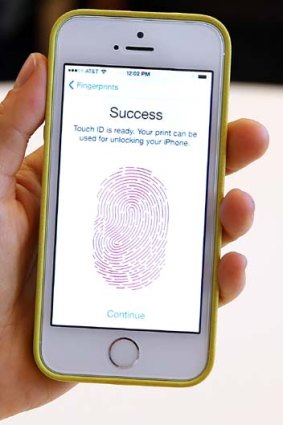 Touch ID in action on the iPhone 5s.