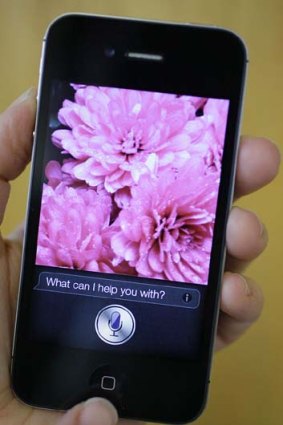 Siri, the virtual assistant, is displayed on the new Apple iPhone 4S.
