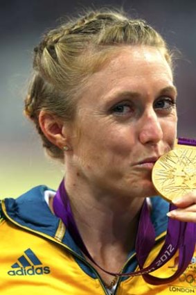 Winner again: Sally Pearson with her gold medal from London.