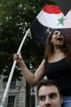 Demonstrators in London protest against a possible US military strike against Syria.