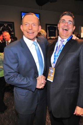 Power people: Tony Abbott and Andrew Demetriou.