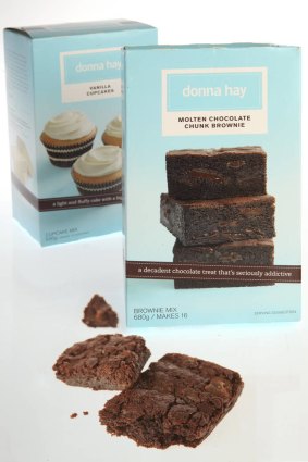 Hay has built herself a culinary empire... pictured are Donna Hay Molten Chocolate Chunk Brownie and Vanilla Cupcake kits.