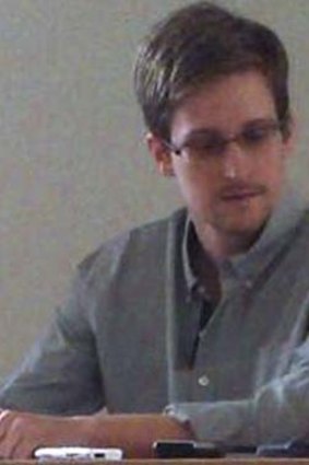 Re-emerging: Edward Snowden talks to activists.