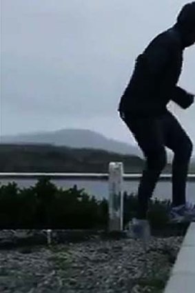 Controversial &#8230; stills from the Argentine advertisement showing hockey player Fernando Zylberberg training in the Falkland Islands.
