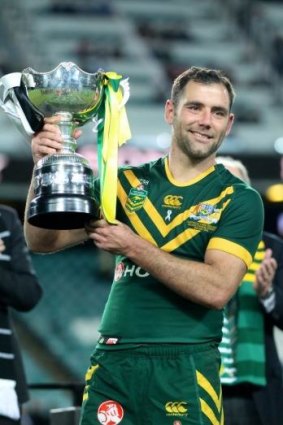 Cameron Smith with the ANZAC trophy.