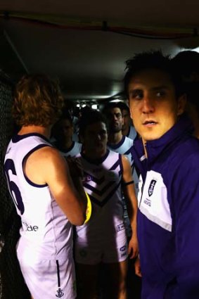 Matthew Pavlich of the Dockers leads his team out before the AFL Second Semi Final.