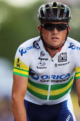 Simon Gerrans finishes stage six of the 2012 Tour de France in July.