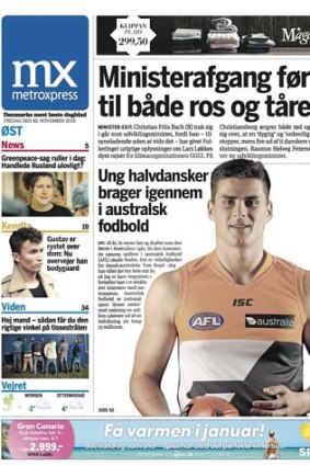 News travels: Tom Boyd's mother grew up in Denmark where his selection by GWS made front page.