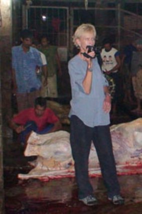 Campaigner ... Lyn White in an Indonesian abattoir