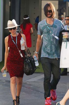 Dannii Minogue and Adrian Newman on their way to the Mens Final of the Australian Open.