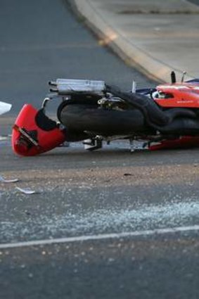 The scene following a crash that left a motorcyclist in a critical condition at the intersection of Southern Cross Drive and Ratcliffe Cresent.