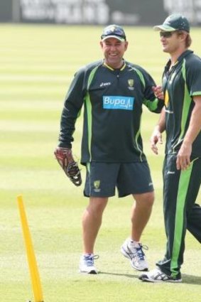 Darren Lehmann and Shane Watson before the final Ashes Test earlier this year.