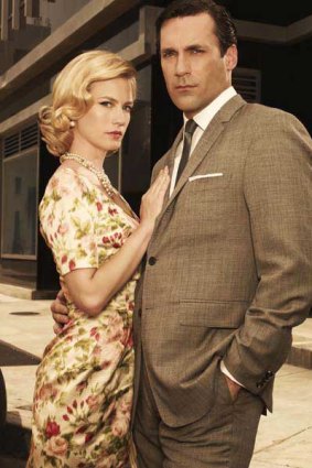 January Jones as Betty Draper and Jon Hamm as Don Draper.