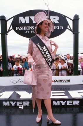 Anne Freeman in the outfit she made for 2000's Hat Day. Source: Victoria Racing Club.
