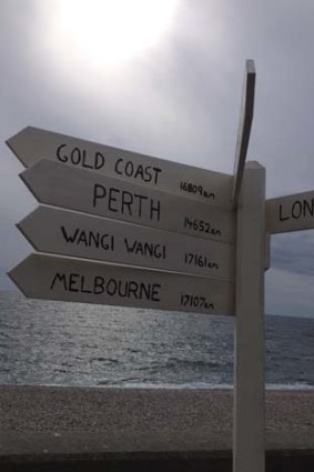 Long way home ... distances are sign-posted to parts of Australia.