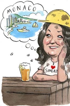 Singapore and Monaco the ideal ... Gina Rinehart dreams of less tax. <em>Illustration: John Shakespeare</em>