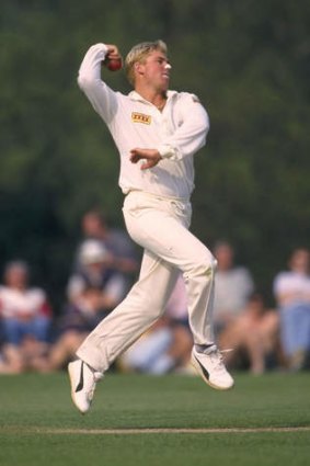 Shane Warne bowling during the Australian tour of England in 1993.