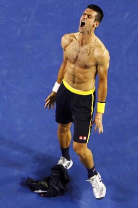 I'm the man: Novak Djokovic lets rip.