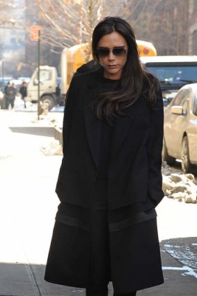 Total cool: Victoria Beckham in frigid New York.