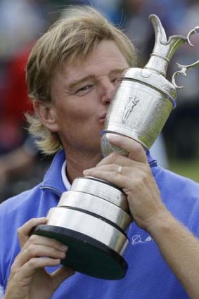 So sweet: Ernie Els with the Claret Jug after his British Open win last year.
