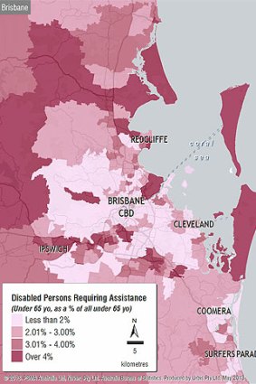 Urbis analysis of Census data has found that in Melbourne, Sydney and Brisbane, disability is concentrated in the outer suburban areas.