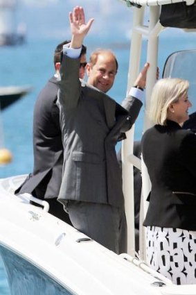 Hello again: Prince Edward leaves the Prince Edward Yacht Club in Point Piper, Sydney,  on Monday afternoon after a luncheon.