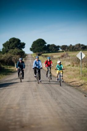 Flat and safe: Family cycling on French Island.