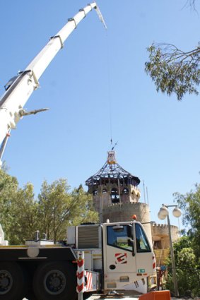 Repairs being carried out to Adventure World's iconic castle lookout.