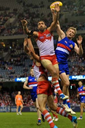 Form guy ... Sydney's Adam Goodes posted a promising 22 possessions and three goals.
