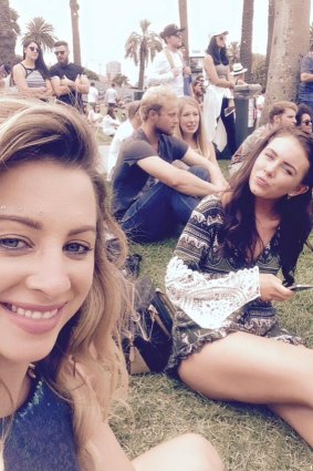 Stacey Tierney (front of photo) pictured with a friend at St Kilda Festival last year. 