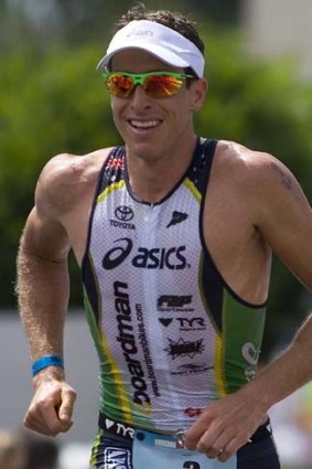 Australia's Pete Jacobs starts the marathon leg.