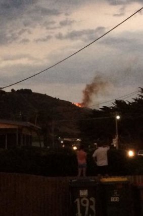 The fire near the Great Ocean Road, as seen from Apollo Bay.