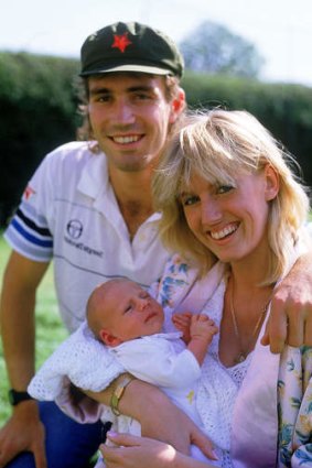 Love match … Pat Cash with Anne-Britt Kristiansen and their son Daniel in 1986.