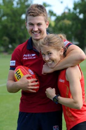 Siblings: Melbourne footballer Jack and distance runner Jess Trengove have a 'friendly' rivalry. He might be stronger, but she could outrun him.