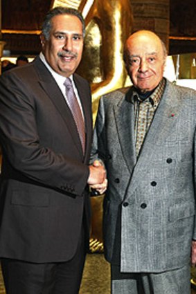 Qatari Prime Minister Hamad bin Jassim al-Thani (left) with Mohamed al-Fayed.