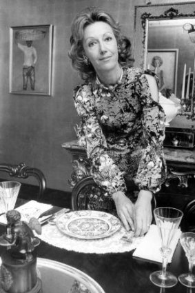 Entertaining in style: Cynthia McCall Power Russell at her Double Bay home in Sydney in 1971.