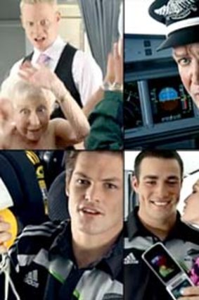 Captain's run . . .  Stills for the latest Air New Zealand in-flight safety video.