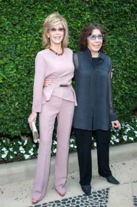 Jane Fonda and Lily Tomlin arrive at the private estate of billionaire Ron Burkle.