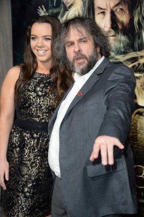Peter Jackson and his daughter Katie at the Los Angeles premiere of <I>Smaug</I> on December 2, 2013.