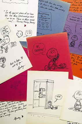 Fan mail ... some of the letters and drawings sent by Charles Schulz to Tracey Claudius, who had been eager to meet the cartoonist.