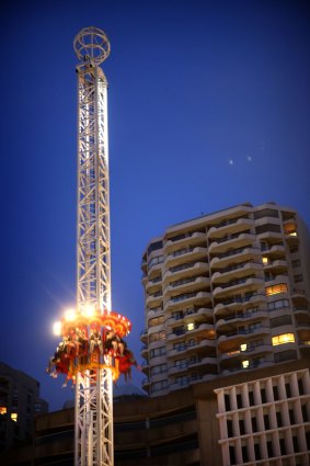 Noise factor: Nearby residents say screaming from the Hair Raiser ride at Luna Park, in Sydney, is disturbing their sleep.  