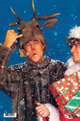 Wham, artwork from the Last Christmas single. Andrew Ridgeley (left) and George Michael