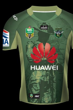 The Canberra Raiders' jersey for Anzac weekend 2015.