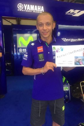 Italian motorcycle legend Valentino Rossi pledges his support for Canberra girl Freya Christiansen.