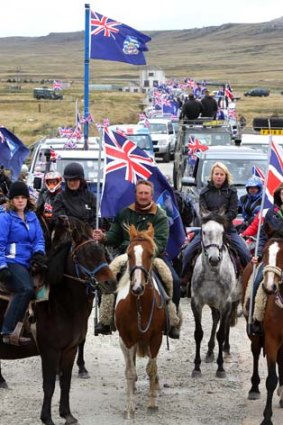 Islanders take part in the "Proud to be British" parade.
