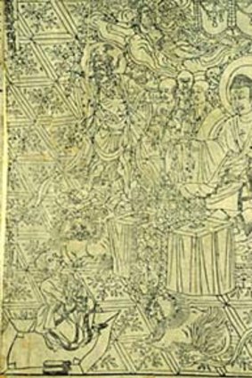 The frontispiece of the Diamond Sutra, the world's oldest printed book, created in 868. The Buddhist text inspired Beat writer Jack Kerouac and others.