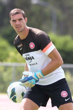 Keeping busy: Wanderers keeper Ante Covic.