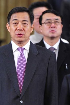 In happier times ... Bo Xilai, front, and Wang Lijun.